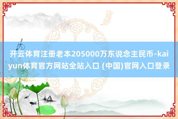 开云体育注册老本205000万东说念主民币-kaiyun体育官方网站全站入口 (中国)官网入口登录