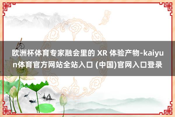 欧洲杯体育专家融会里的 XR 体验产物-kaiyun体育官方网站全站入口 (中国)官网入口登录