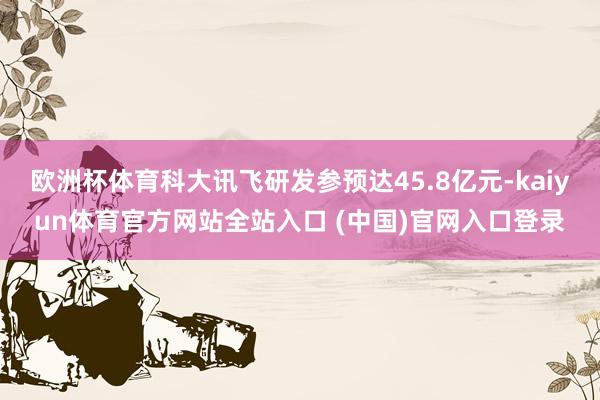 欧洲杯体育科大讯飞研发参预达45.8亿元-kaiyun体育官方网站全站入口 (中国)官网入口登录
