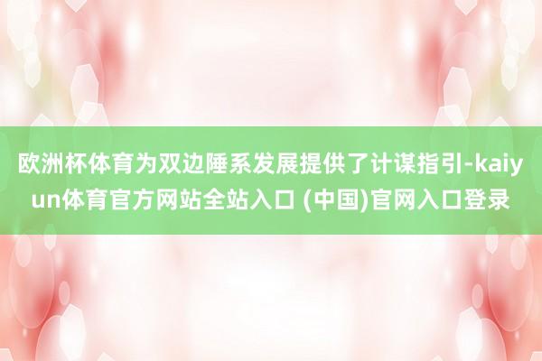 欧洲杯体育为双边陲系发展提供了计谋指引-kaiyun体育官方网站全站入口 (中国)官网入口登录