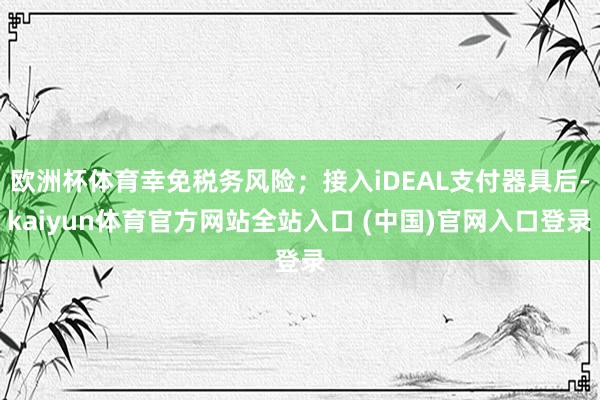 欧洲杯体育幸免税务风险；接入iDEAL支付器具后-kaiyun体育官方网站全站入口 (中国)官网入口登录